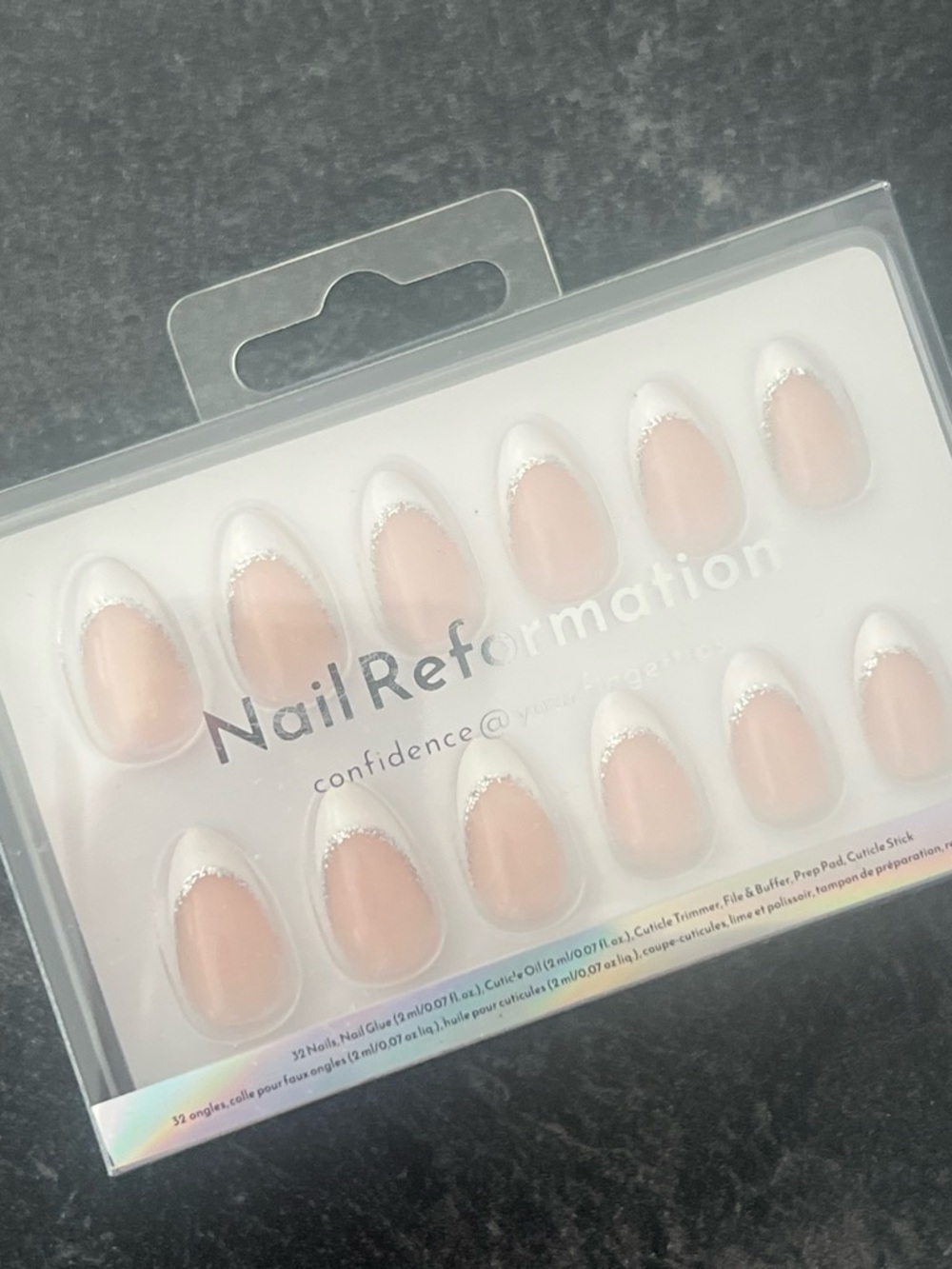 Reformation Nude Pink Press-On Nails with White French Tips